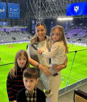 Ruben Neves wife Debora Lourenco and their children in the stadium to support Ruben Neves